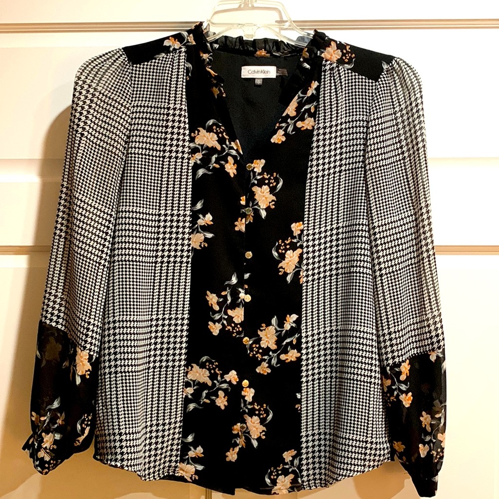 Floral and Houndstooth Blouse